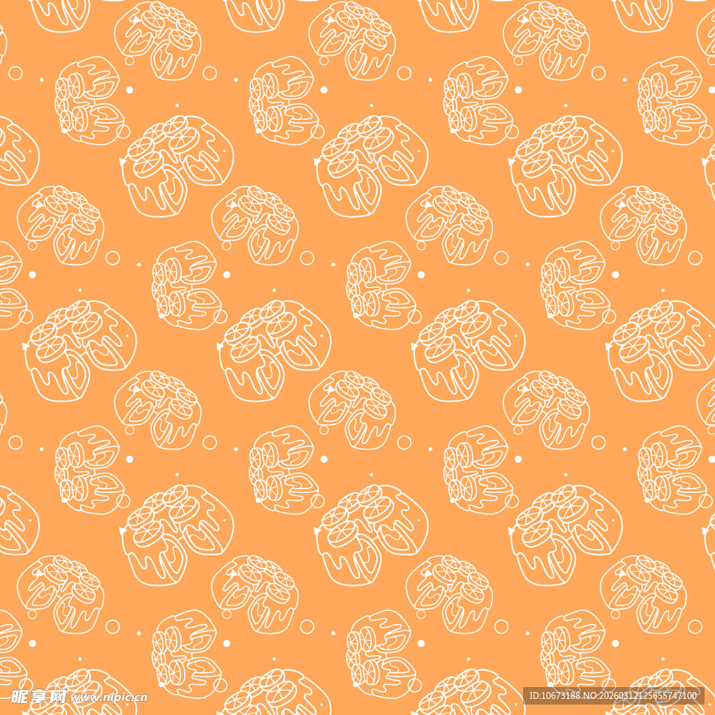 橙色底花卉图案背景图