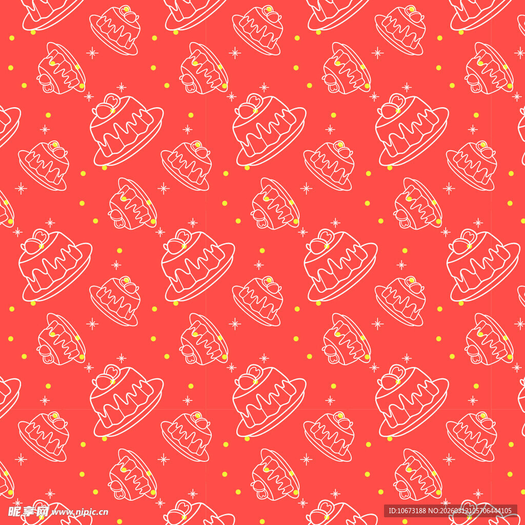 红色爱心蛋糕图案背景