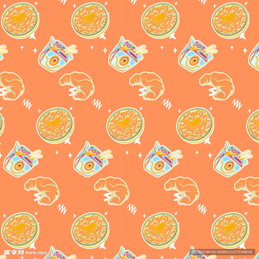 橙色背景复古图案无缝纹理