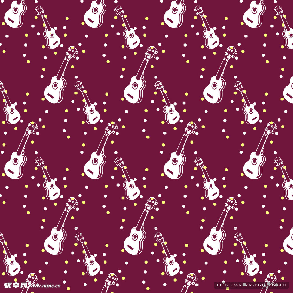 紫色背景吉他图案无缝纹理