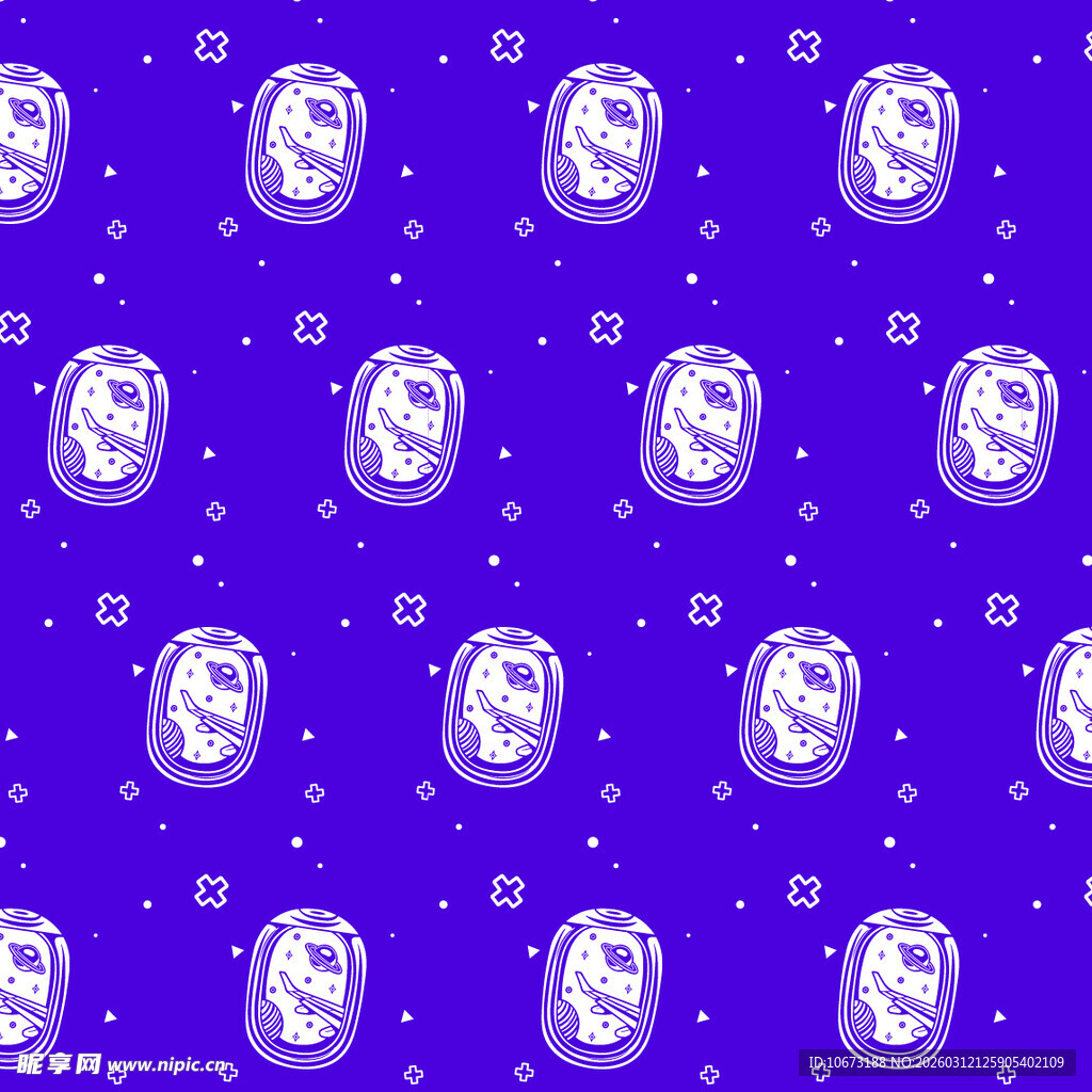 紫色背景卡通图案无缝纹理