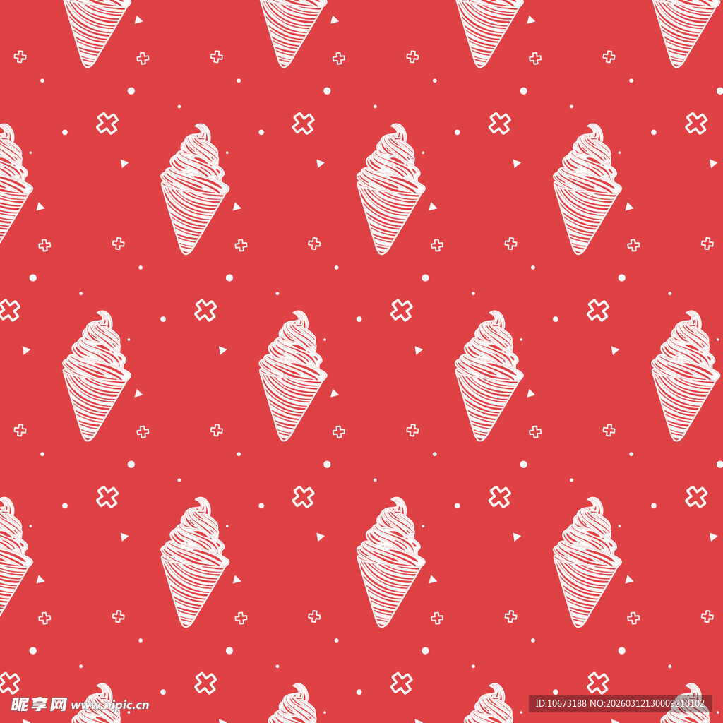 红色背景冰淇淋图案纹理