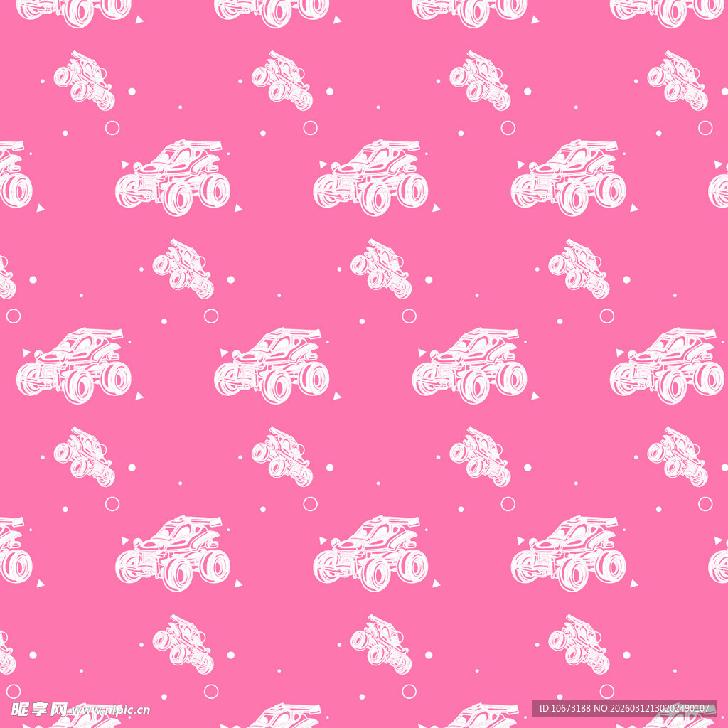 粉色背景卡通汽车图案