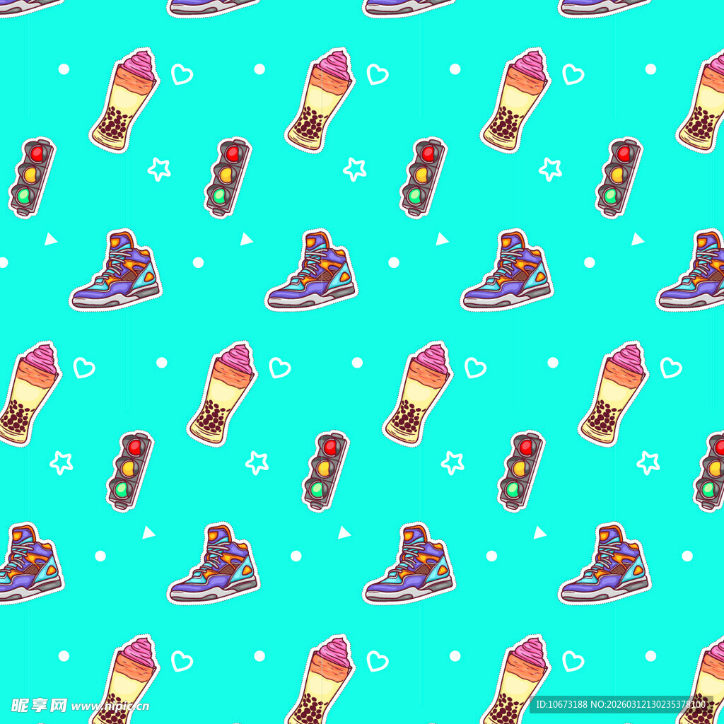 多彩运动鞋无缝图案背景