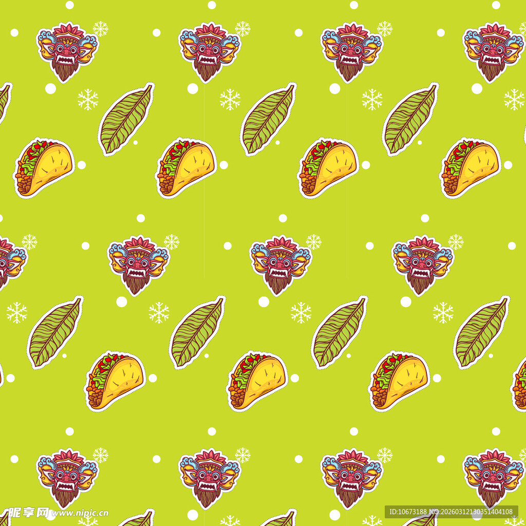绿色背景的墨西哥美食图案