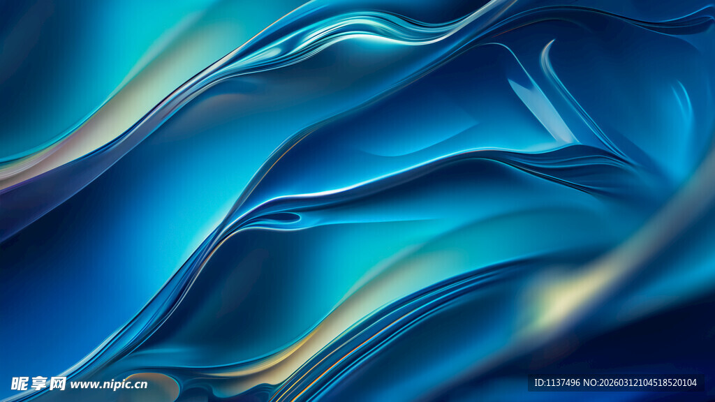 蓝色流动质感抽象背景图