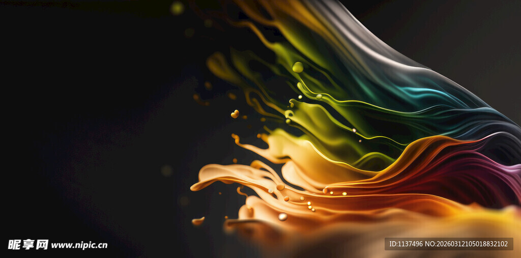 绚丽色彩液体飞溅瞬间