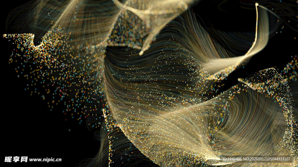 金色动感粒子漩涡图案