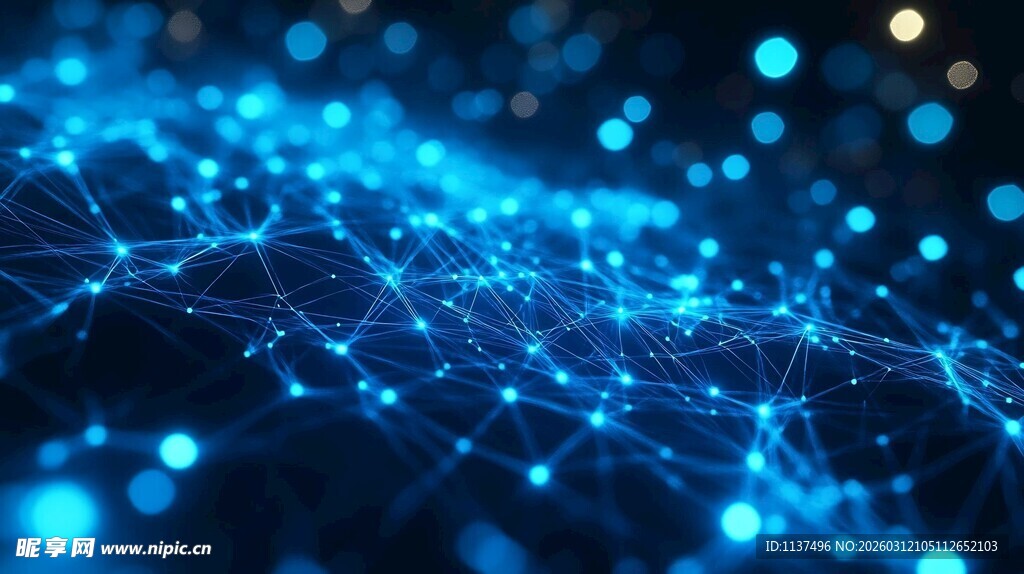 科技感蓝色数据网络背景图