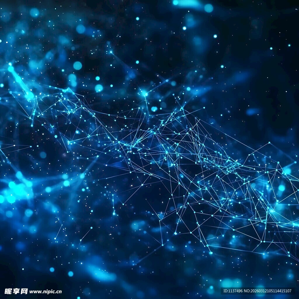 蓝色科技感网络线条背景图
