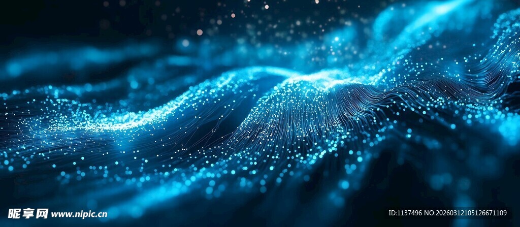 蓝色流动粒子科技背景图