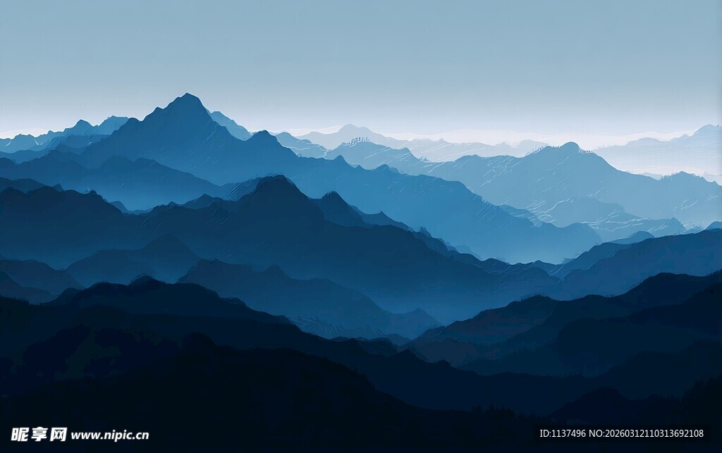 层峦叠嶂的壮丽山景