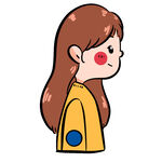 长发女孩的可爱侧身像