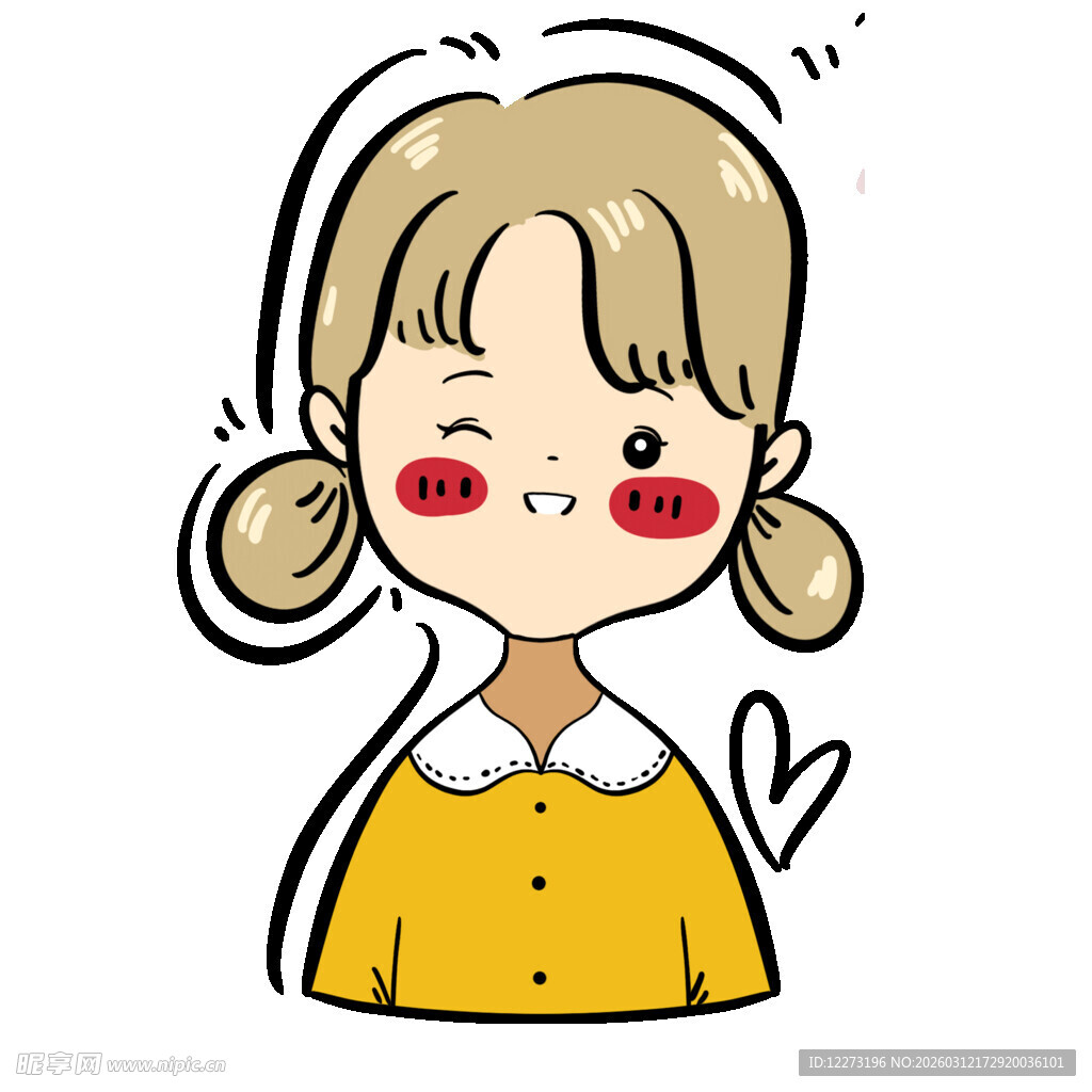 扎双马尾的可爱金发女孩