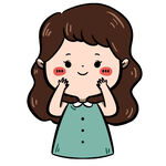 可爱女孩双手托脸卖萌