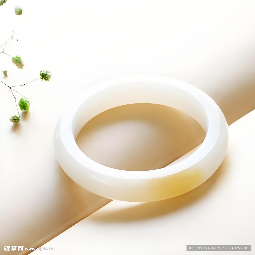白玉手镯特写展示