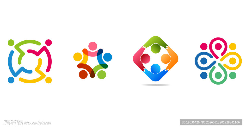 多彩团队合作主题标志png合集