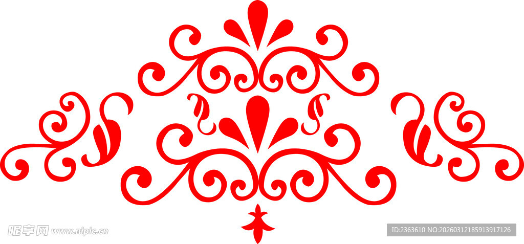 红色精美花纹装饰图案
