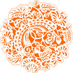 橙色花纹圆形精美装饰图案