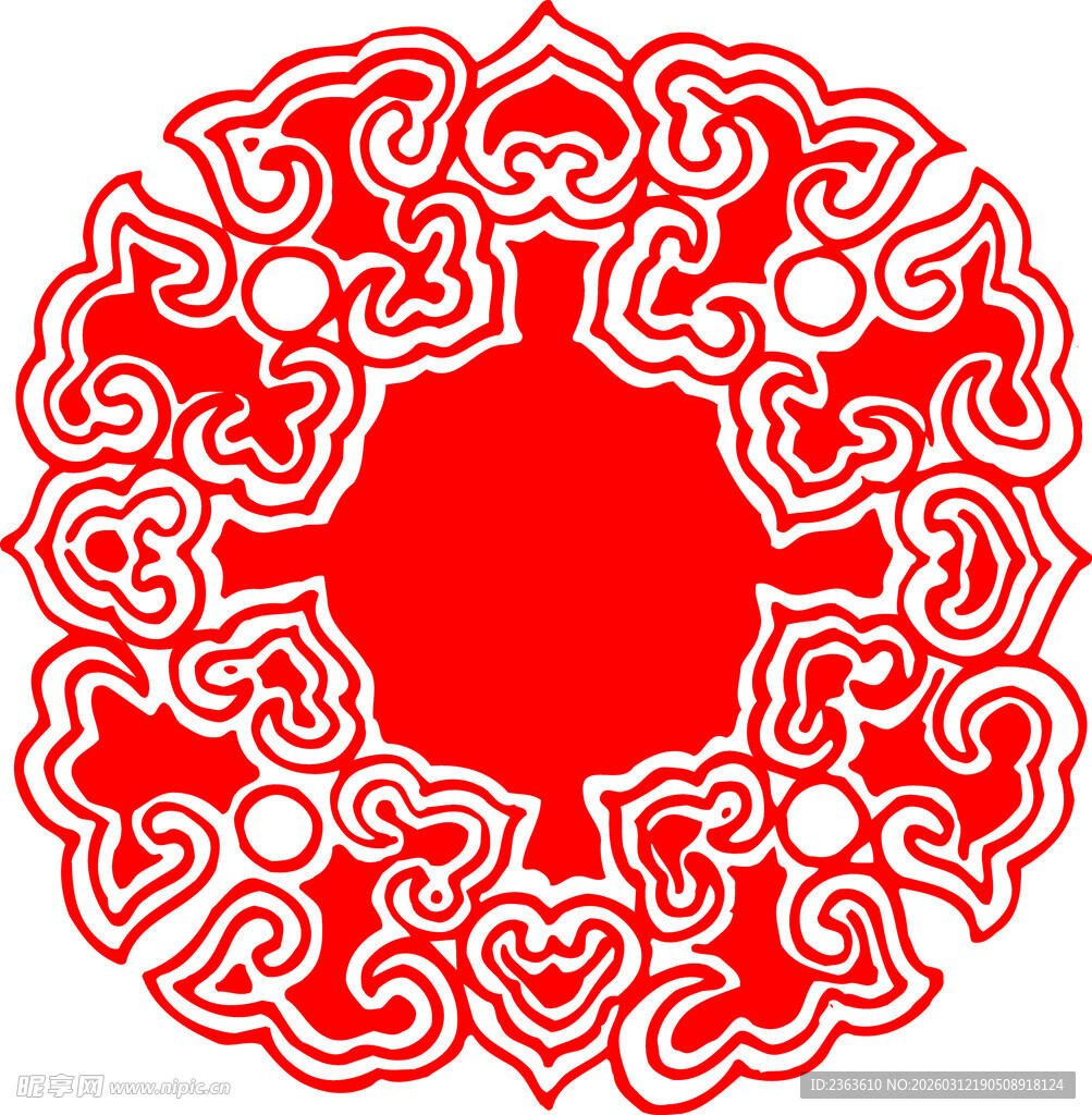传统红色圆形花纹图案