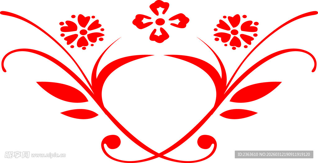 心形花卉装饰图案
