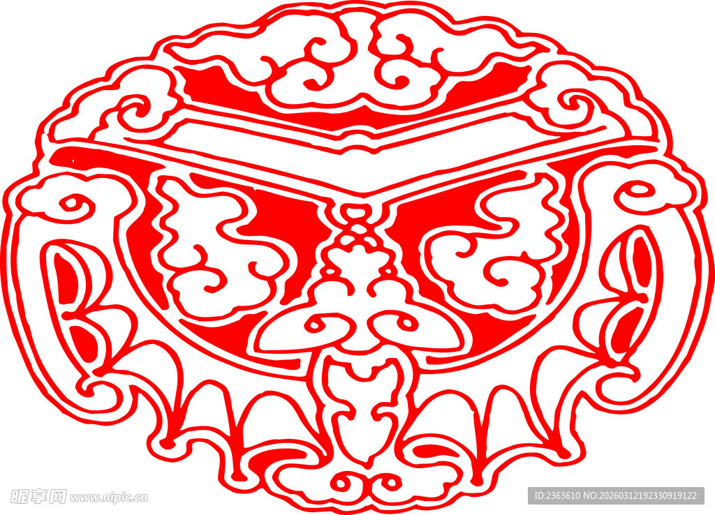 传统中式祥瑞兽面纹图案