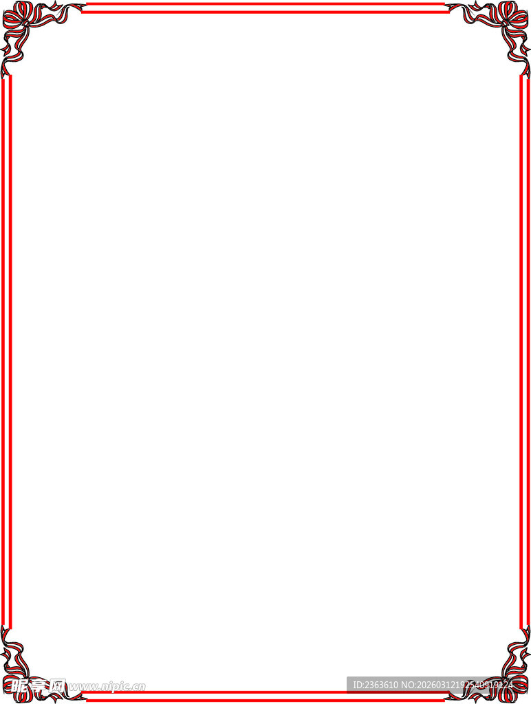 红色花纹边框空白背景图
