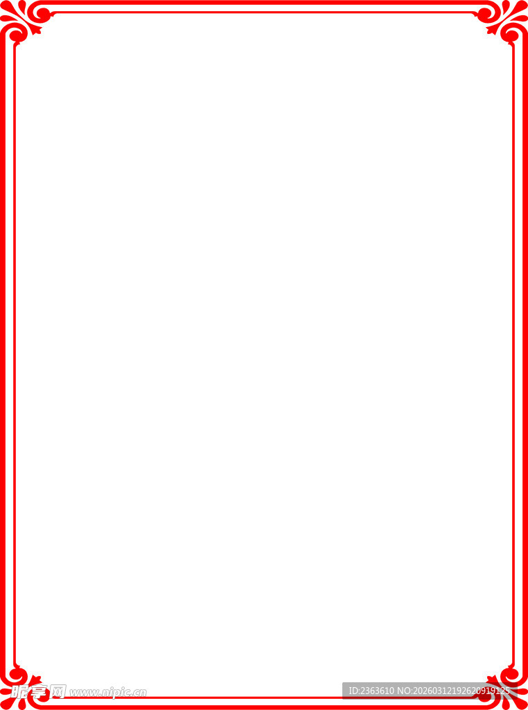 红色边框中式空白背景图