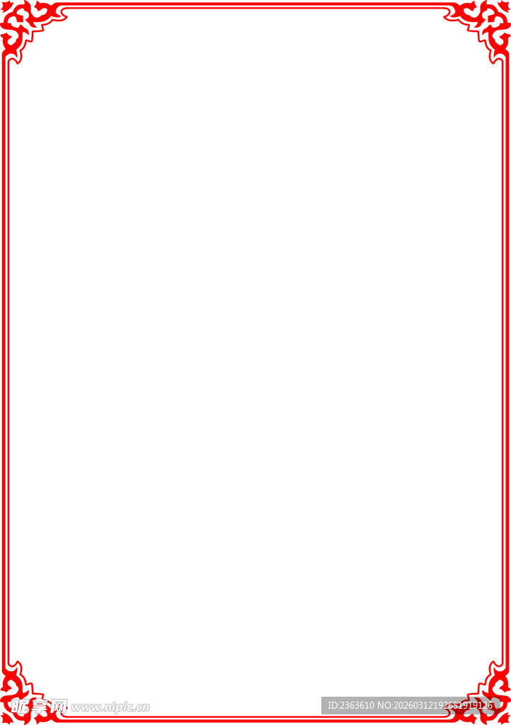 红色边框中式空白背景图