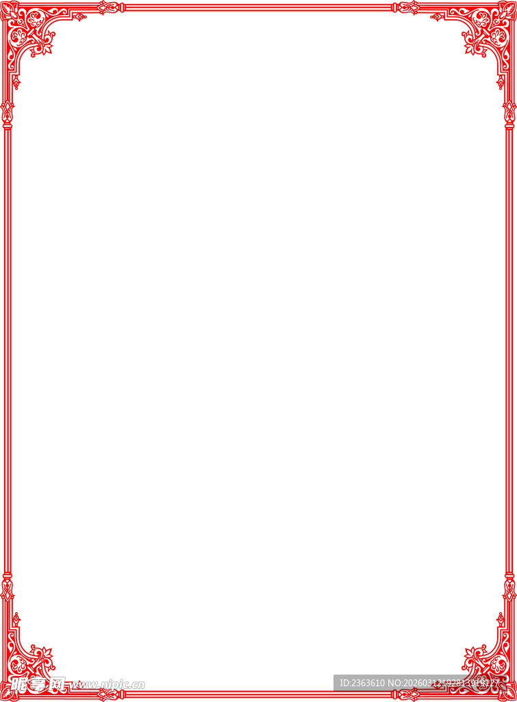 红色花纹边框空白背景图