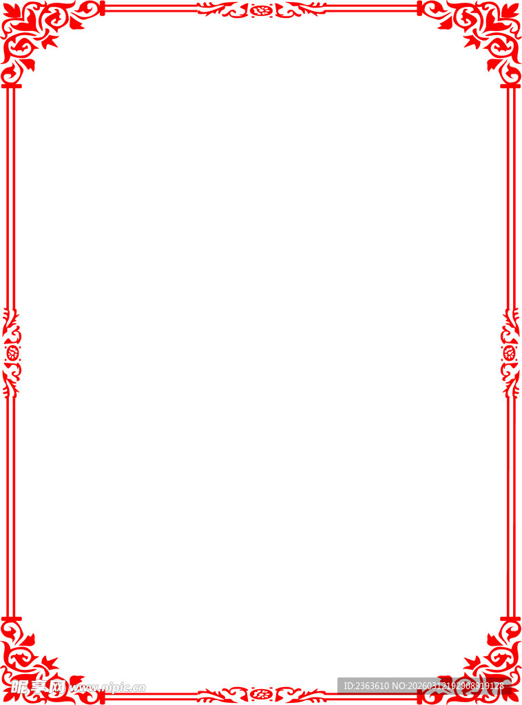 红色花纹边框空白背景图