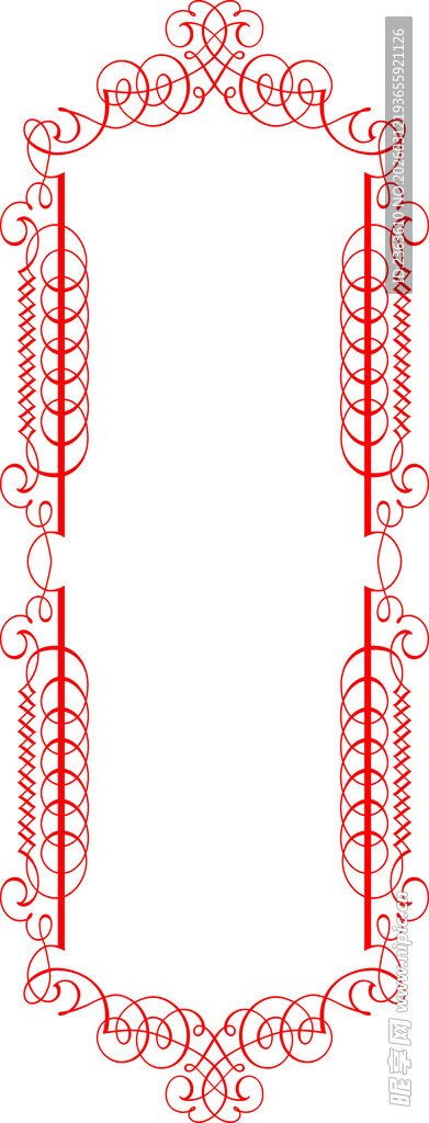 红色花纹边框装饰图案