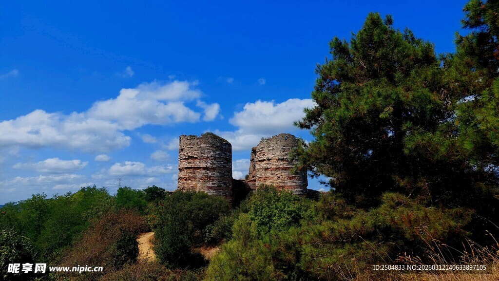 古老塔楼屹立于葱郁林间