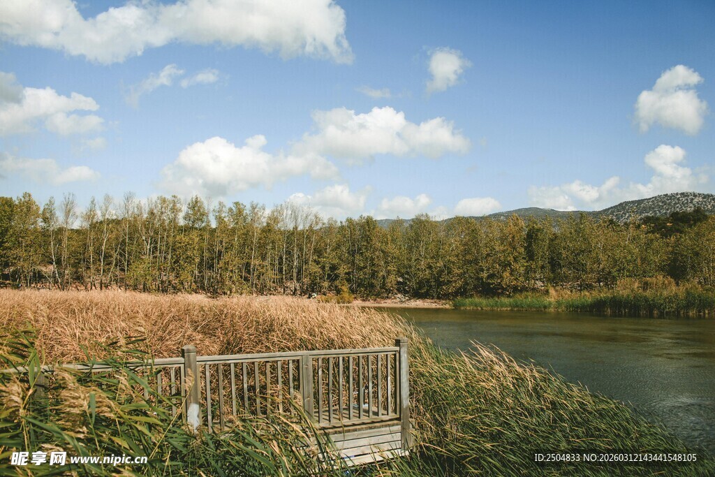 湖畔秋景 自然风光迷人
