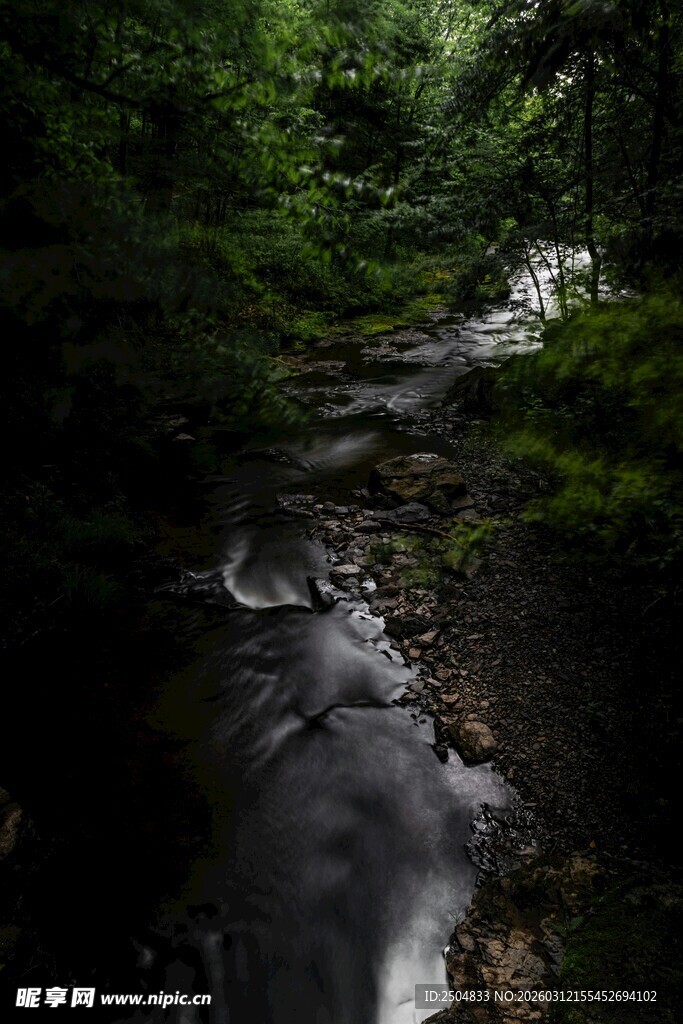 山间溪流 绿意环绕的美景