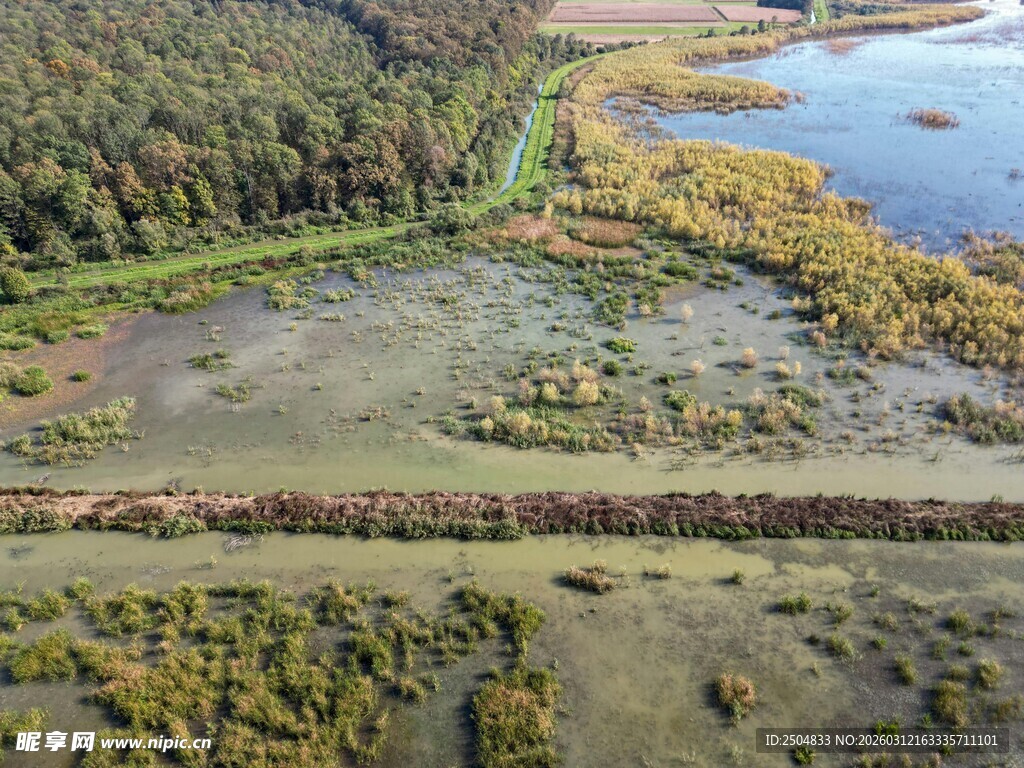 俯瞰湿地与水域景观