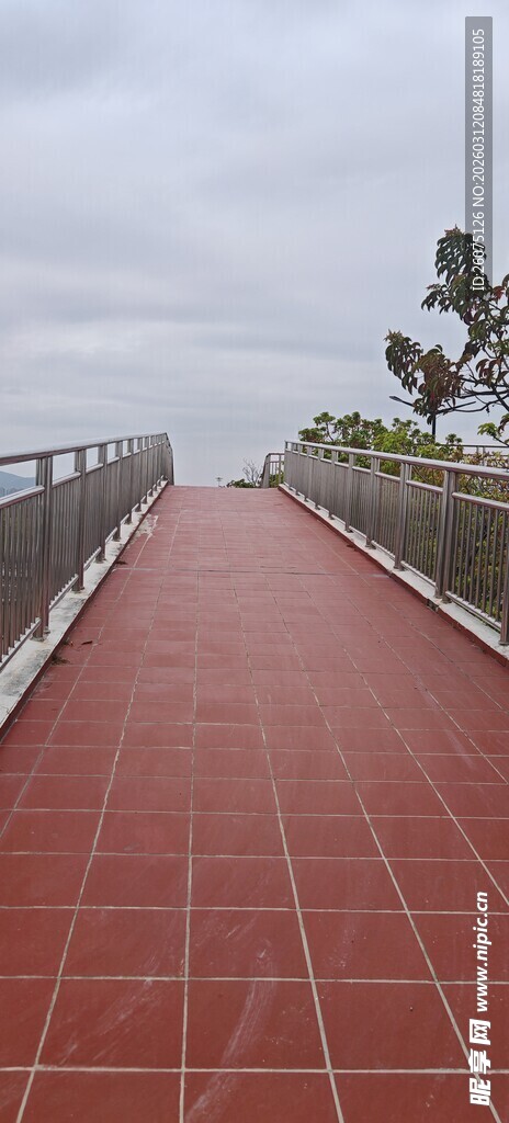 红砖步道延伸至远方