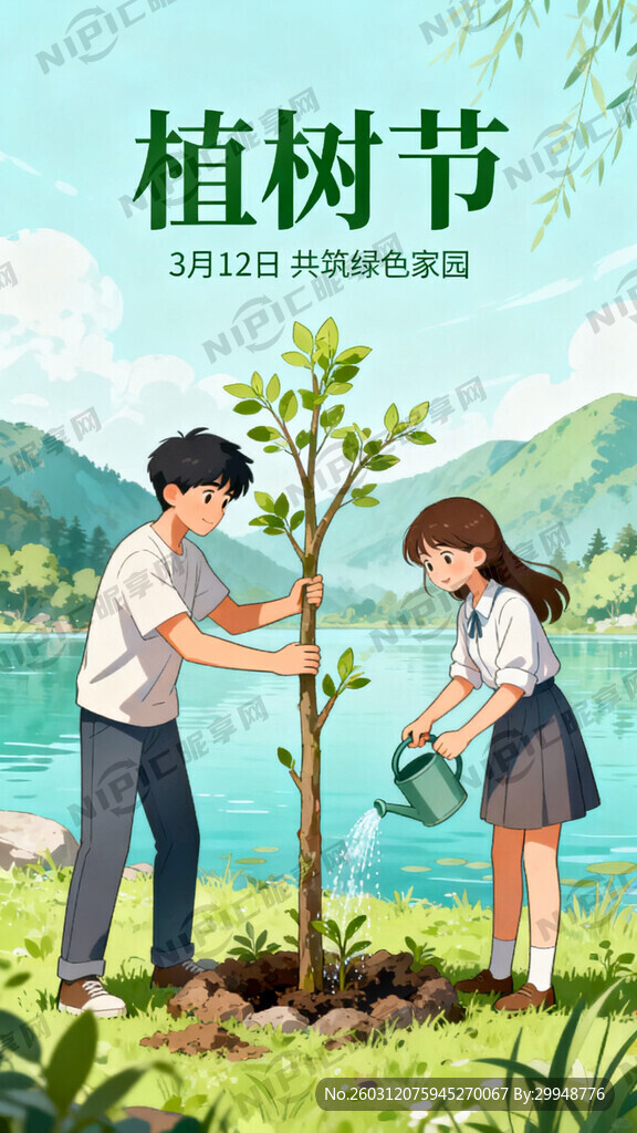 做一张动漫风格 水青山