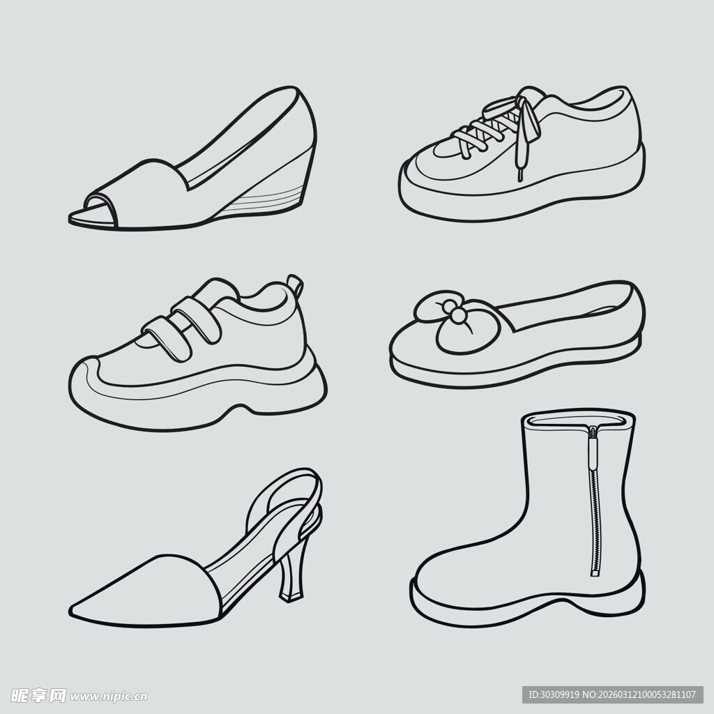 黑白线稿鞋