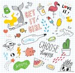 可爱手绘卡通元素集合