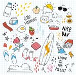 夏日手绘风可爱元素集合