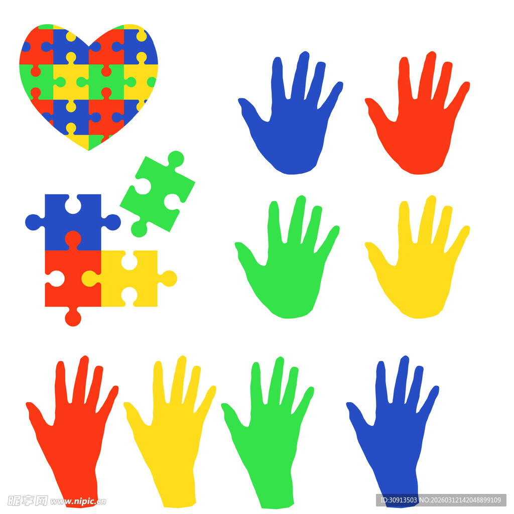 手印与爱心拼图