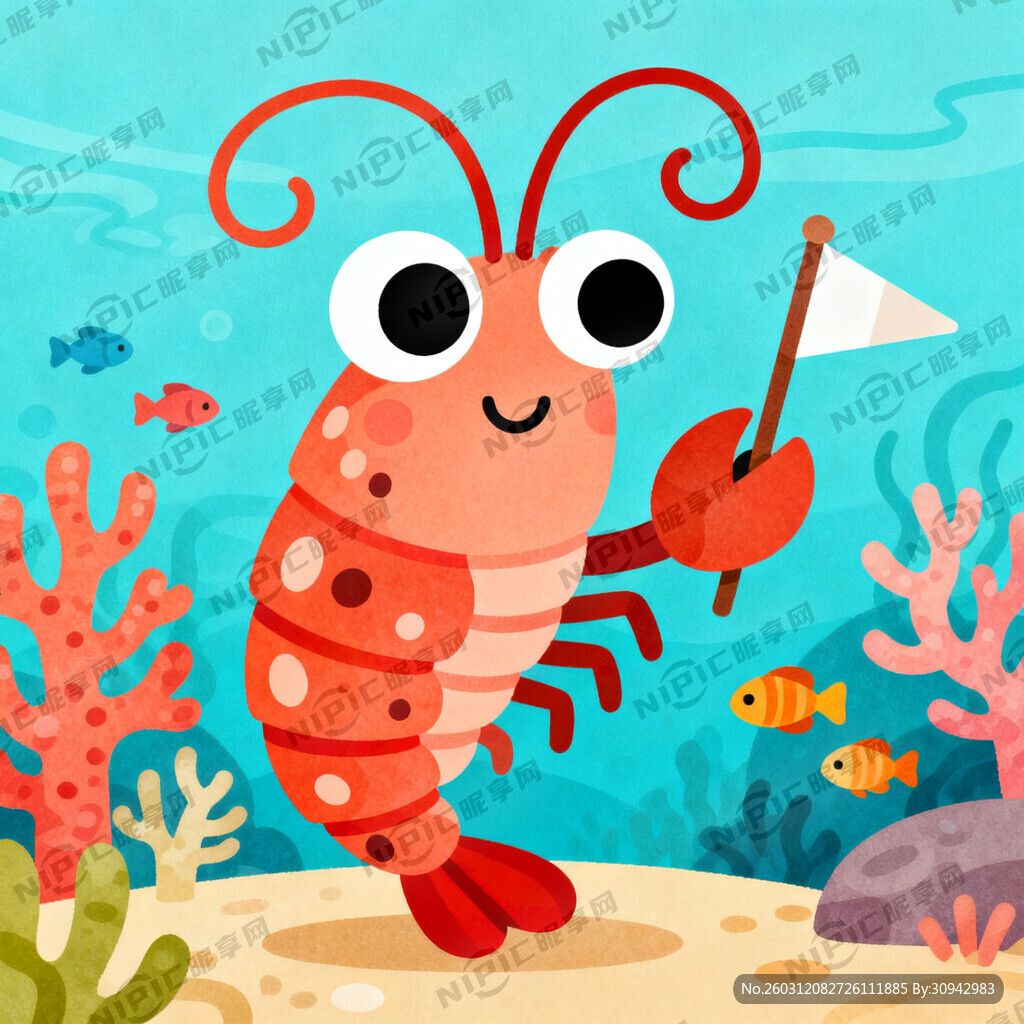 皮皮虾卡通手绘