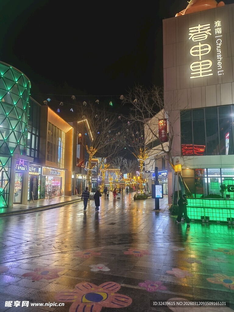 城市夜景商业街璀璨景象