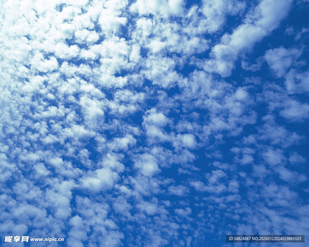 蓝天之上的蓬松云朵