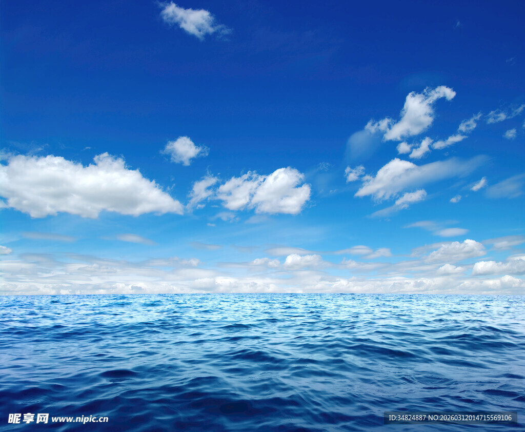 蔚蓝大海与晴朗天空美景