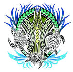 数码印花奇幻动物与植物融合图案