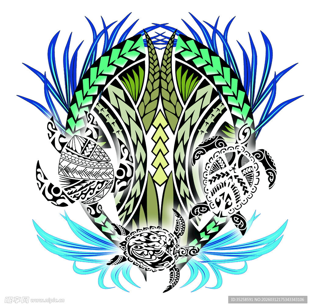 数码印花奇幻动物与植物融合图案