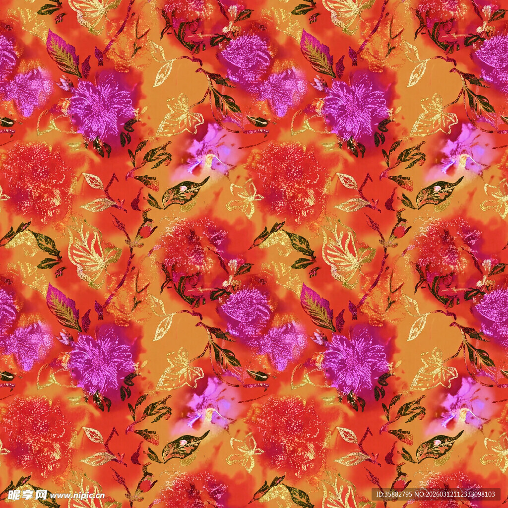 多彩花卉图案背景纹理