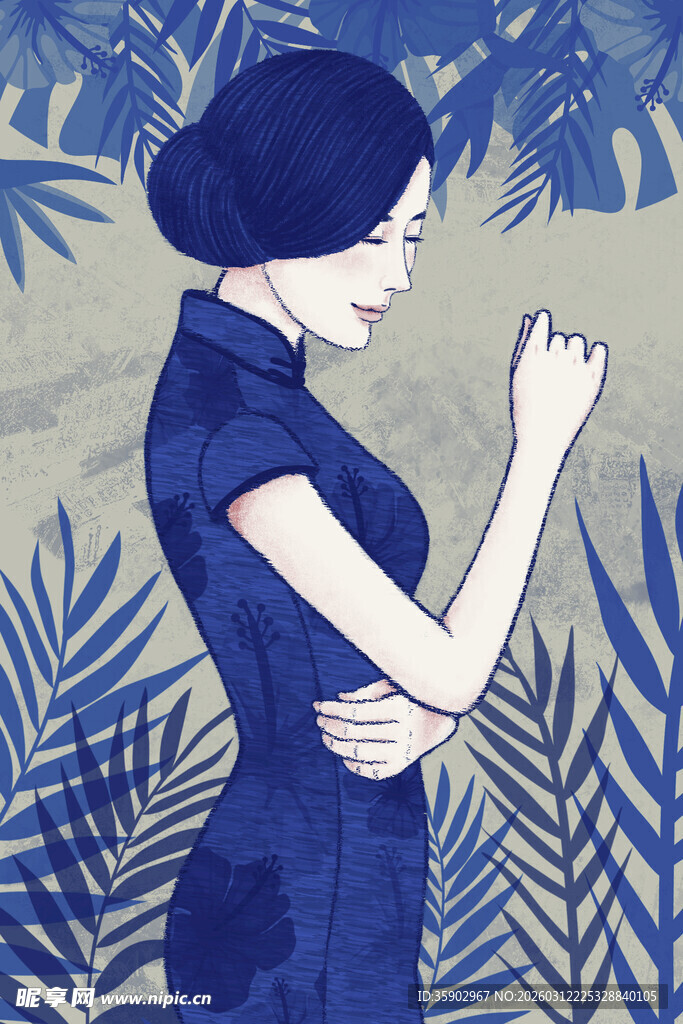 身着旗袍的优雅女子